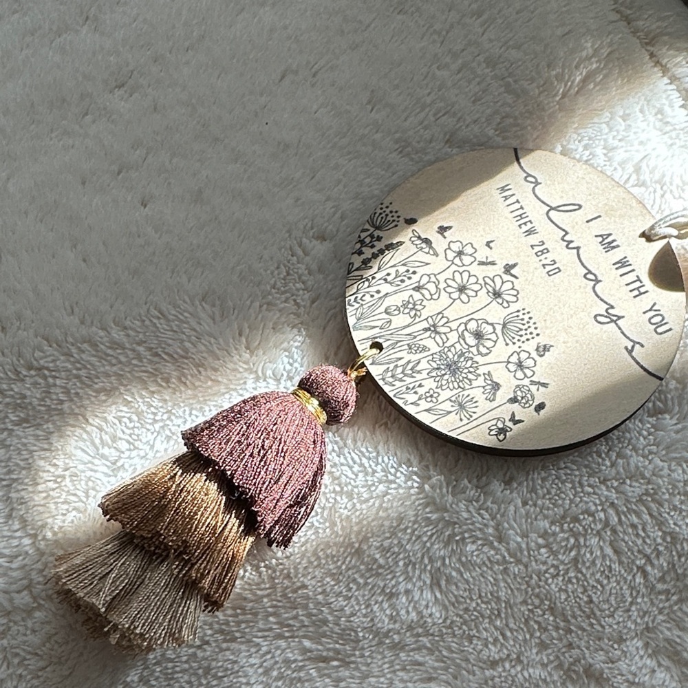Inspirational Scripture Rear View Mirror Hanging Daily Inspiration with Tassels - Picture 3 of 7